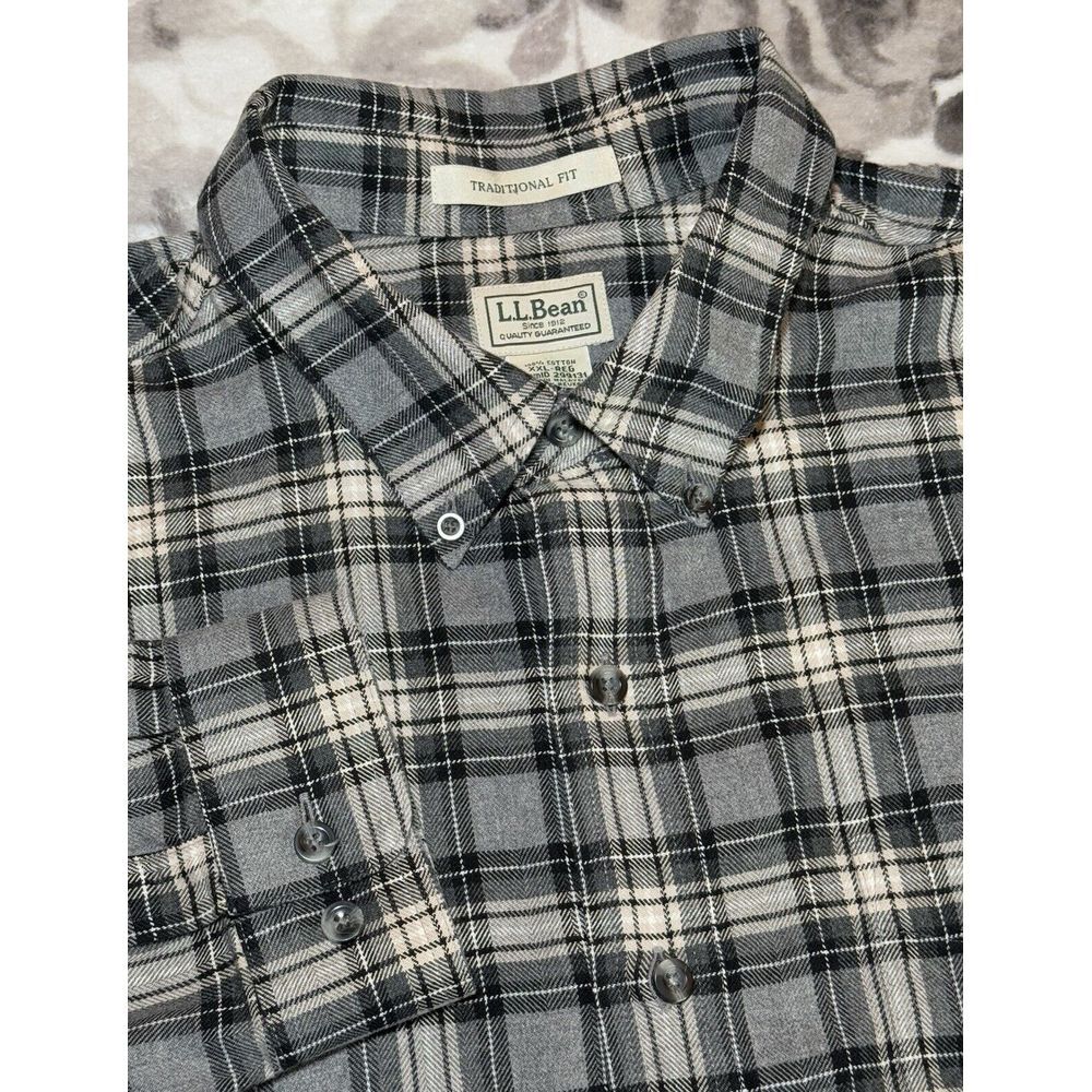 LL Bean Men's 2XL Long Sleeve Traditional Fit Plaid‎ Button Up Flannel Shirt